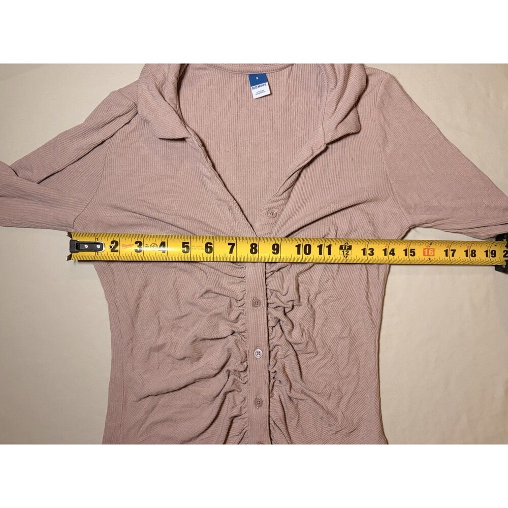 Old Navy Women’s Ruched Ribbed Button Front Top Pink Size Small - Picture 5 of 6